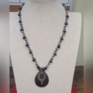 Freshwater Pearl and Shell Pendant Necklace